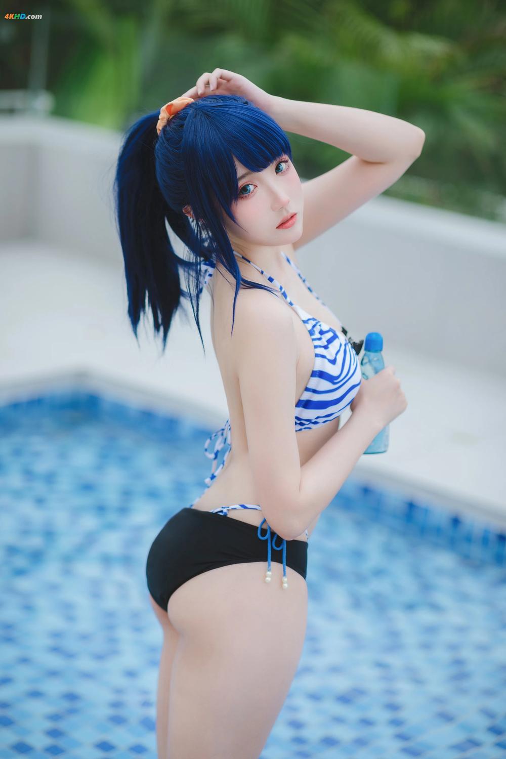 《瓜希酱 & Momoko葵葵 – 电光超人古利特 宝多六花&新条茜 泳装[384MB-55photos]》图集预览