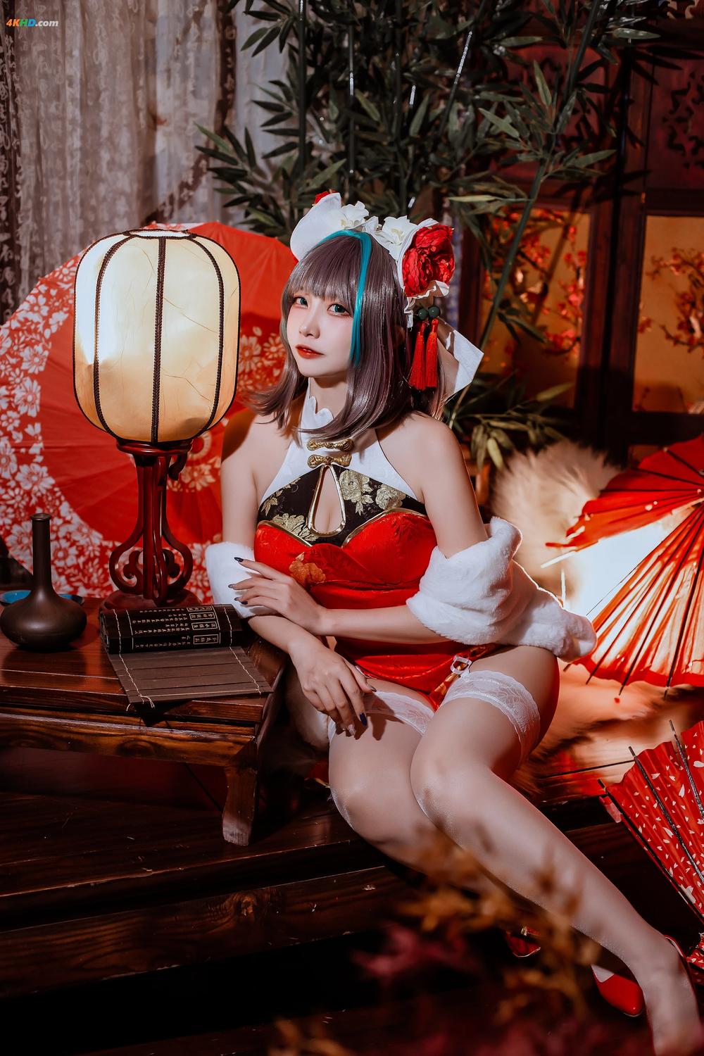 《二佐Nisa – 碧蓝 柴郡旗袍[334MB-32photos]》图集预览