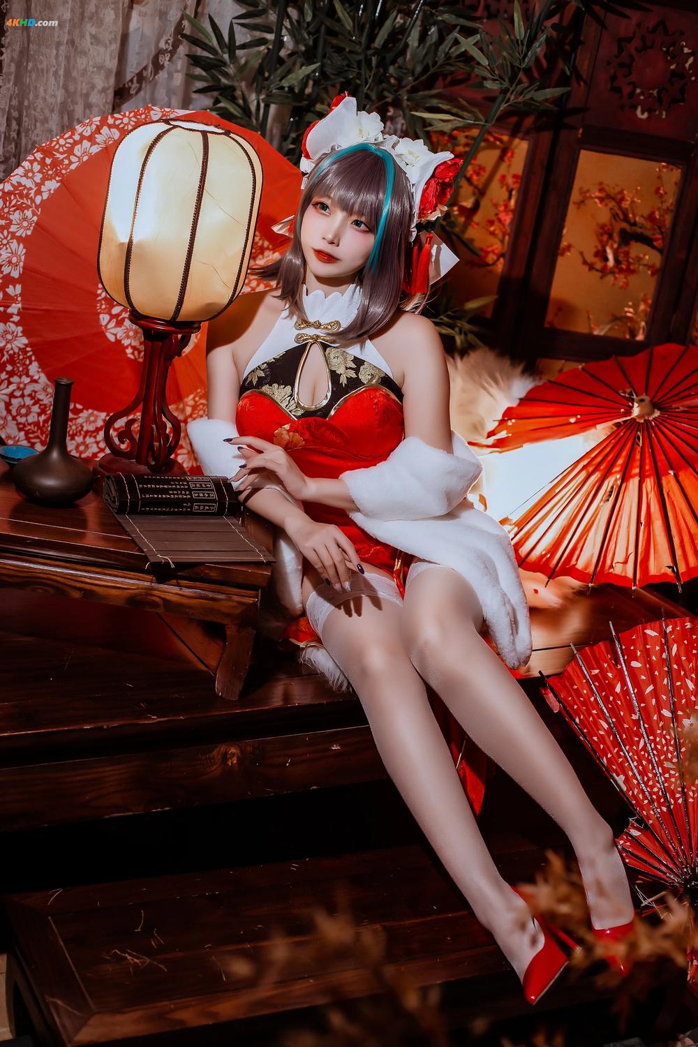 《二佐Nisa – 碧蓝 柴郡旗袍[334MB-32photos]》图集预览