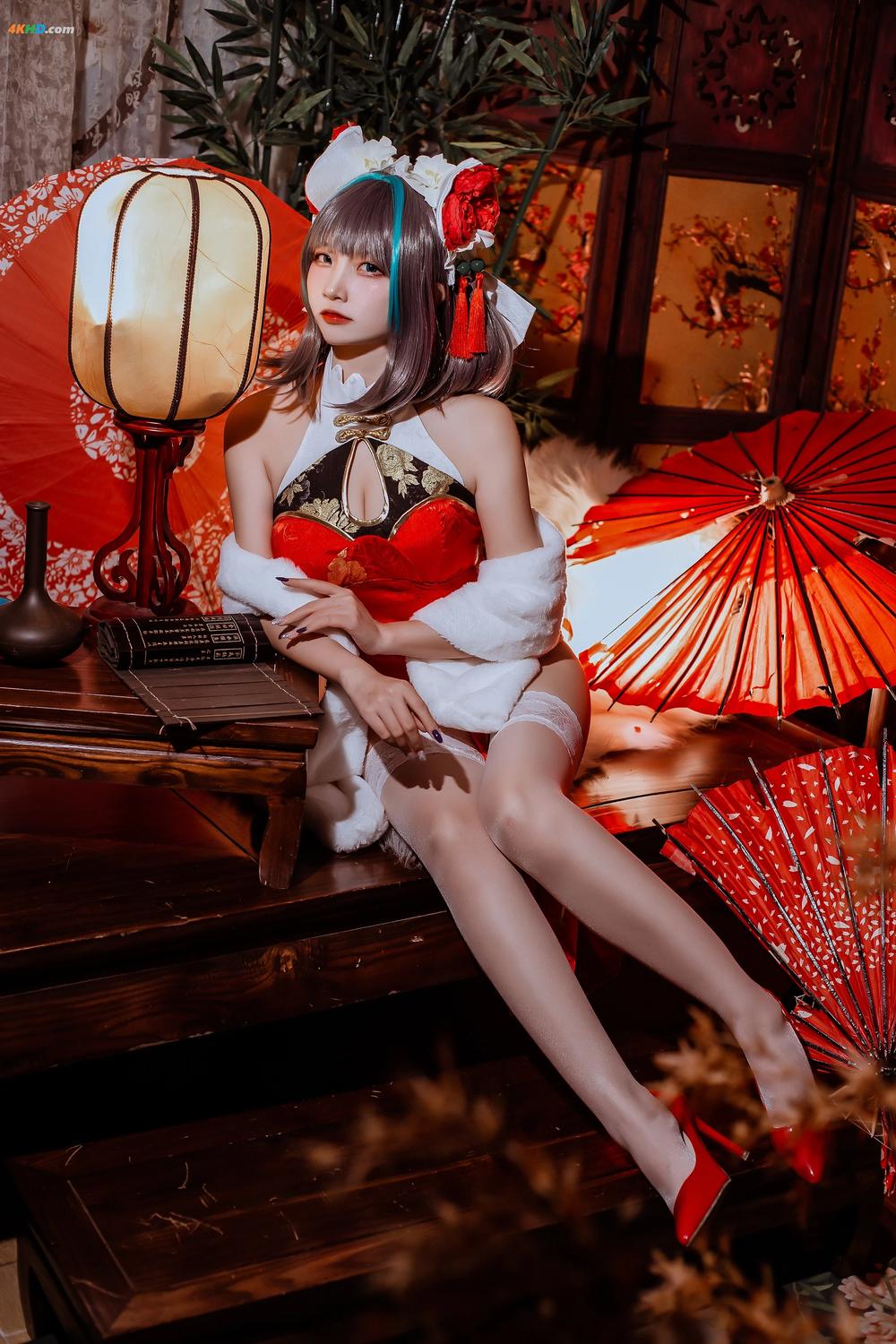 《二佐Nisa – 碧蓝 柴郡旗袍[334MB-32photos]》图集预览
