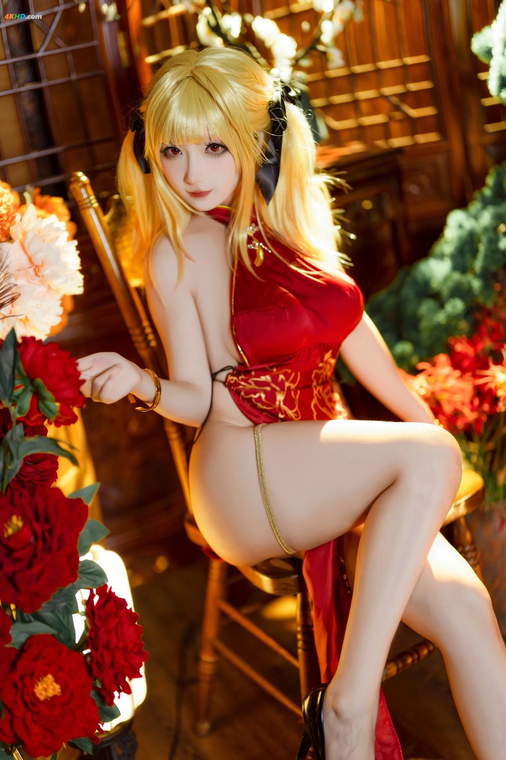 《[cosplay] [是三不是世w] Moehime Union Bountiful Year Stella Cheongsam[1386MB-54photos]》图集预览