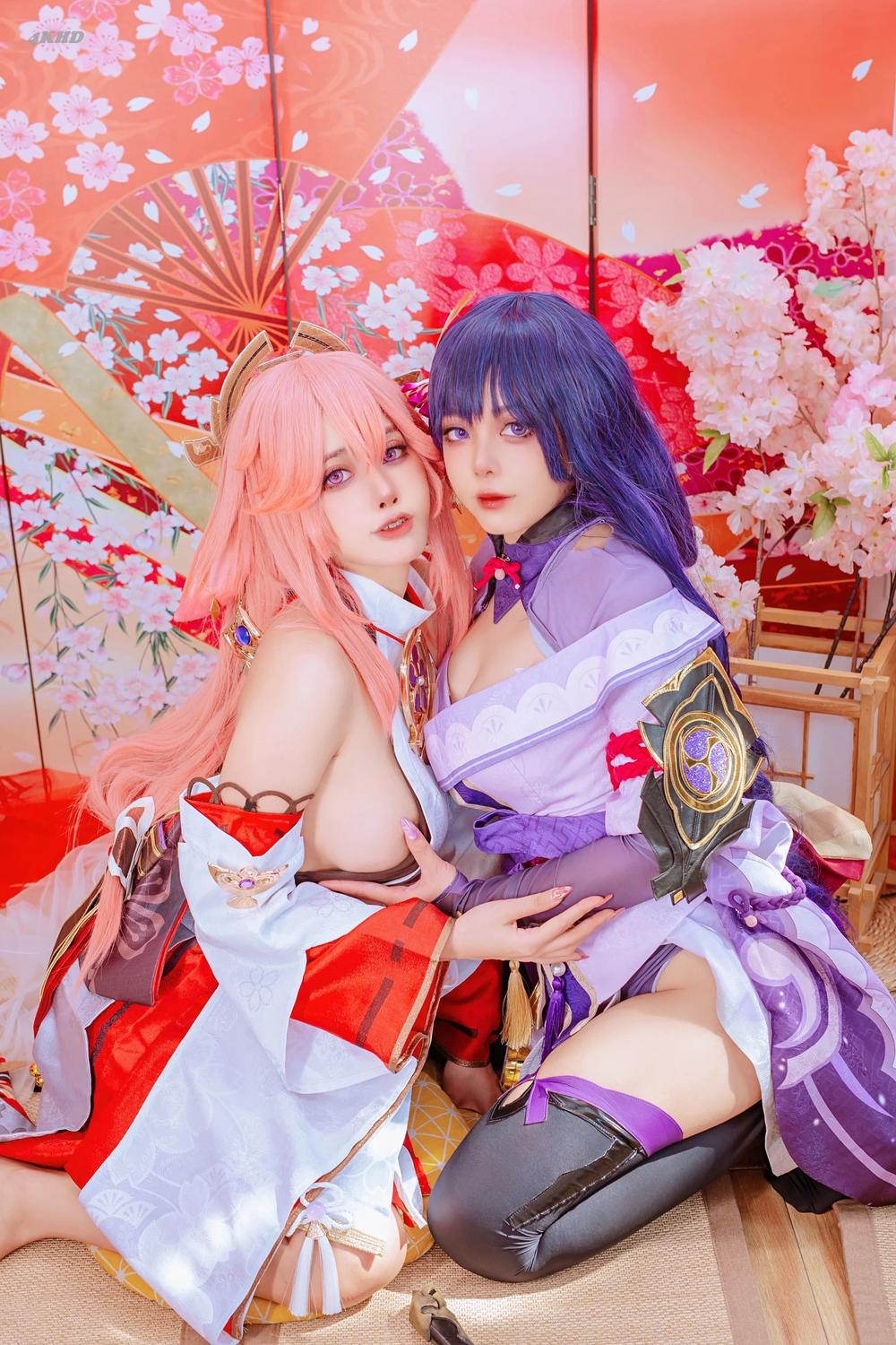 《Coser @ Byoru –Yae Miko x Raiden Shogun(322MB)(95photos)》图集预览