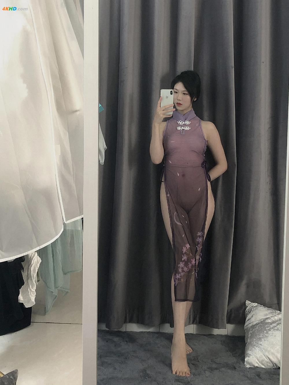 《抖娘-利世 – 紫旗袍[190MB-34photos]》图集预览